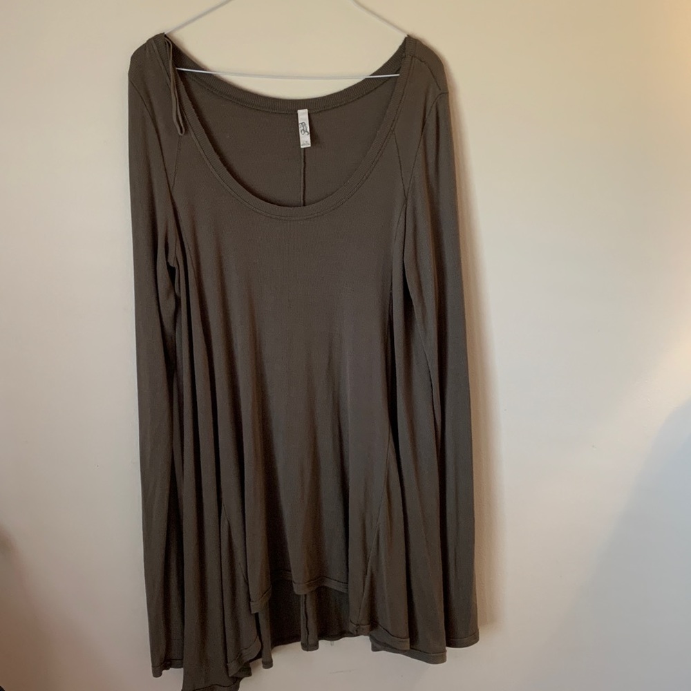 Free People olive green long tunic top